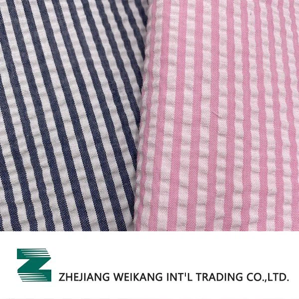 65% poliester și 35% țesătură Seersucker vopsită cu fire de bumbac